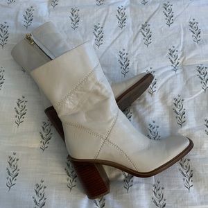 Franco Sarto Square Toe Cream Boots